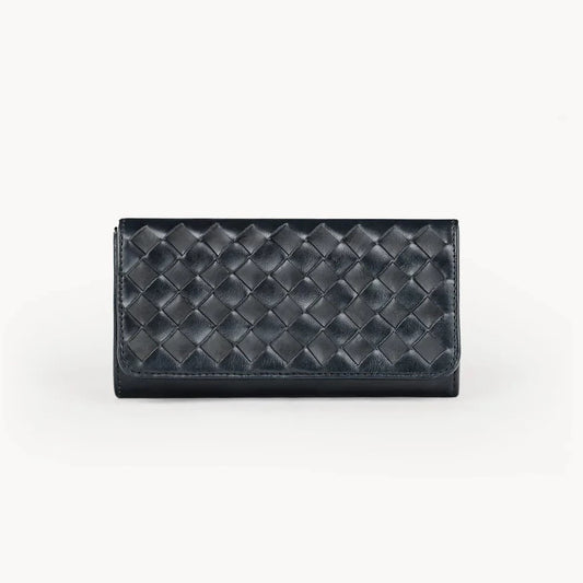 Deux Mains Black Trifold Leather Wallet