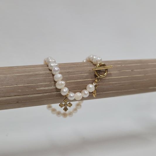 Cultured Pearl & Cross Bracelet by Starfish Project