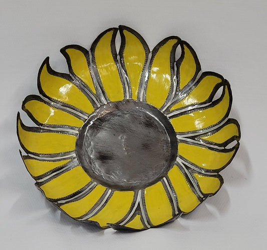 Sunflower bowl metal art by Singing Rooster