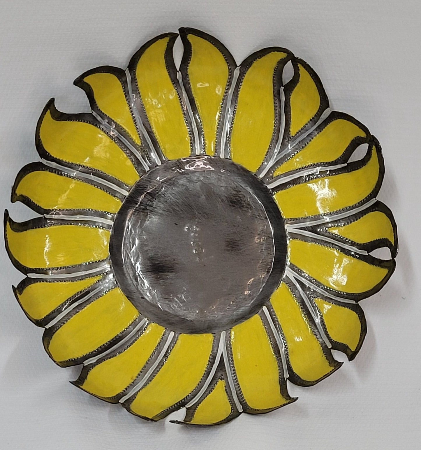 Sunflower bowl metal art by Singing Rooster