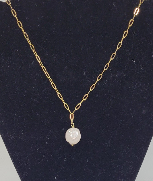 Pearl Gold Chain Necklace by Cedar & Cypress Designs