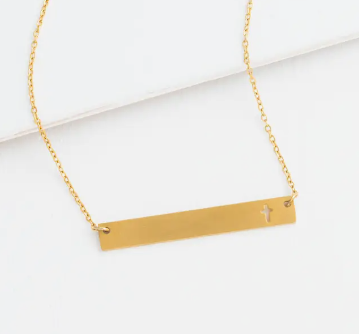 Gold Cross Bar Necklace by Starfish Project