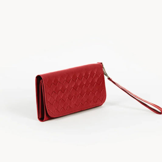 Deux Mains Red Leather Wristlet Wallet