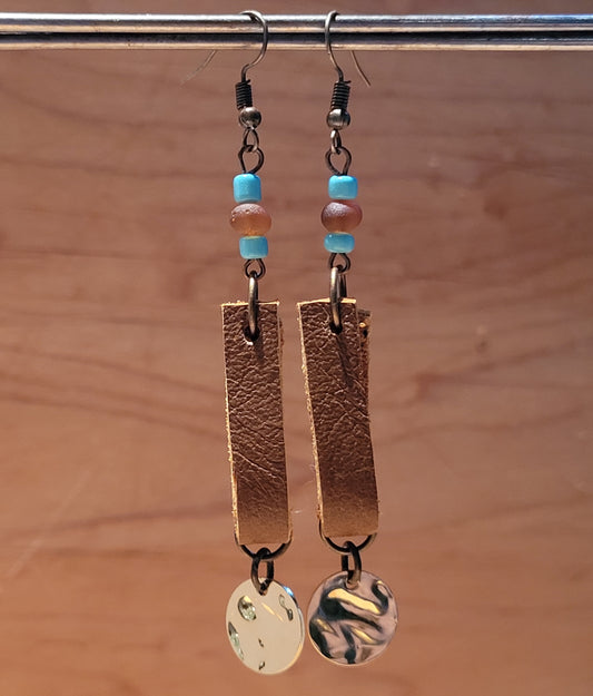 Leather beaded earrings