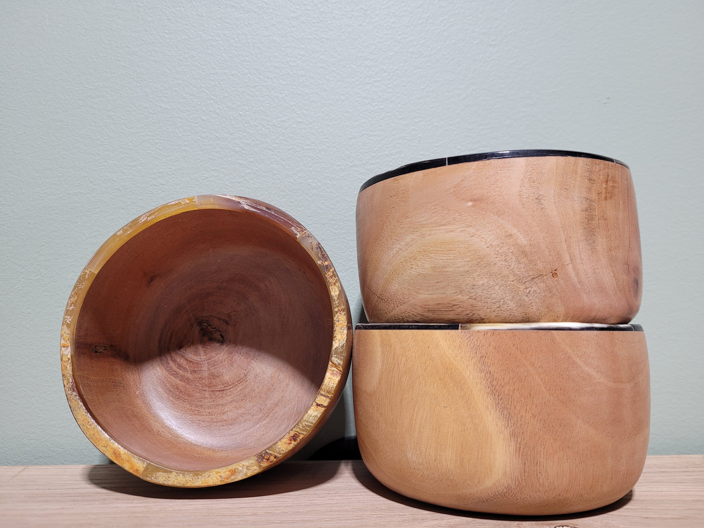 Horn Rimmed Wood Bowl