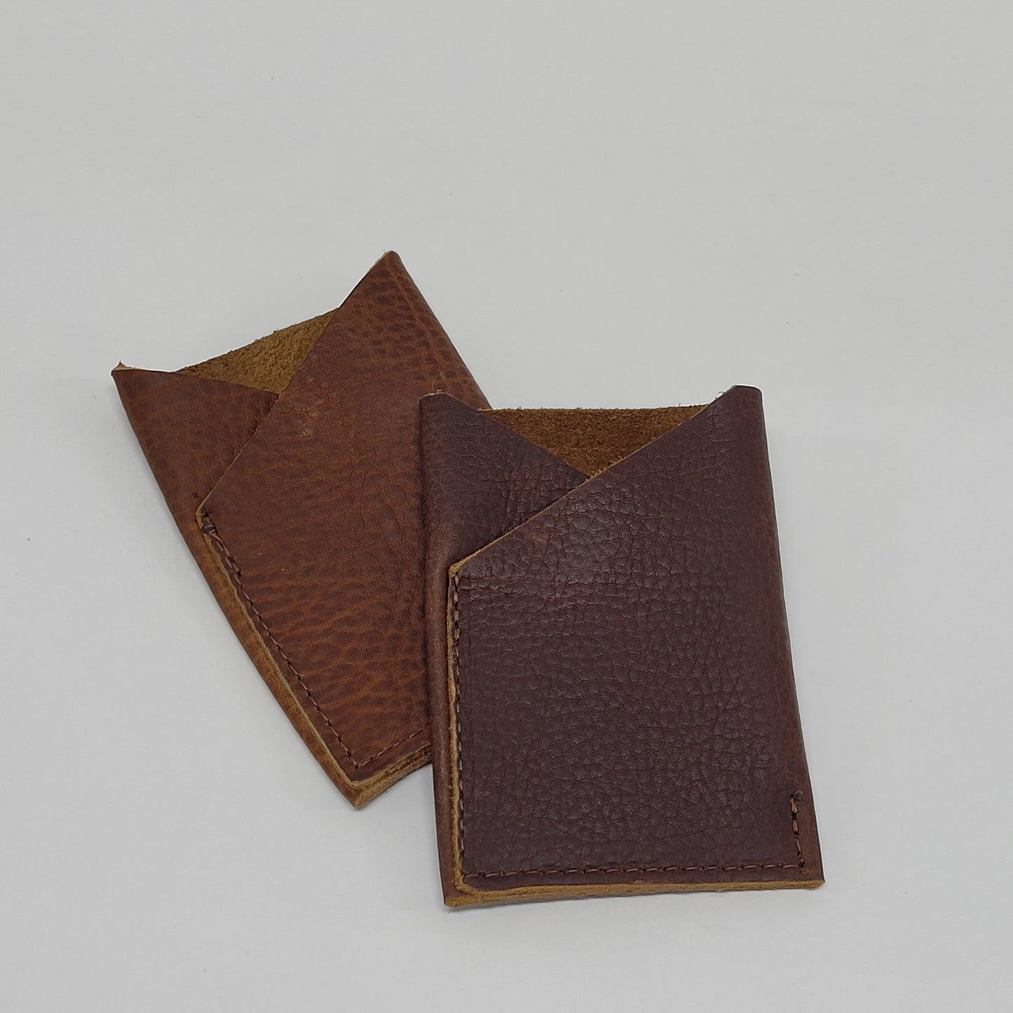 crossover leather card wallet cognac and dark toast