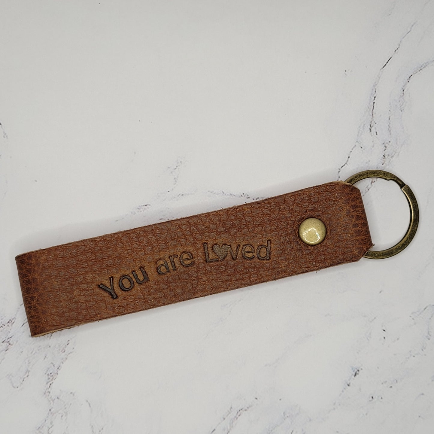 You are Loved Leather Key Chain