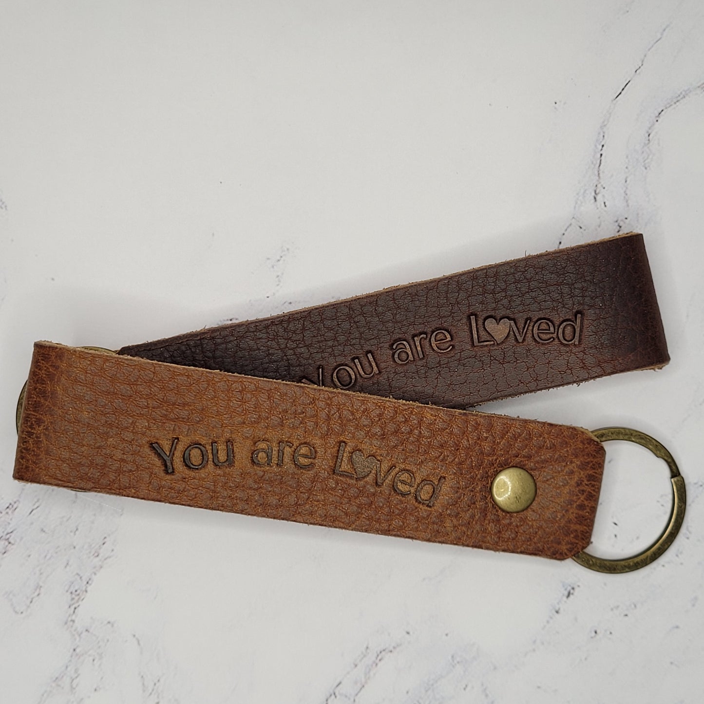 You are Loved Leather Key Chain