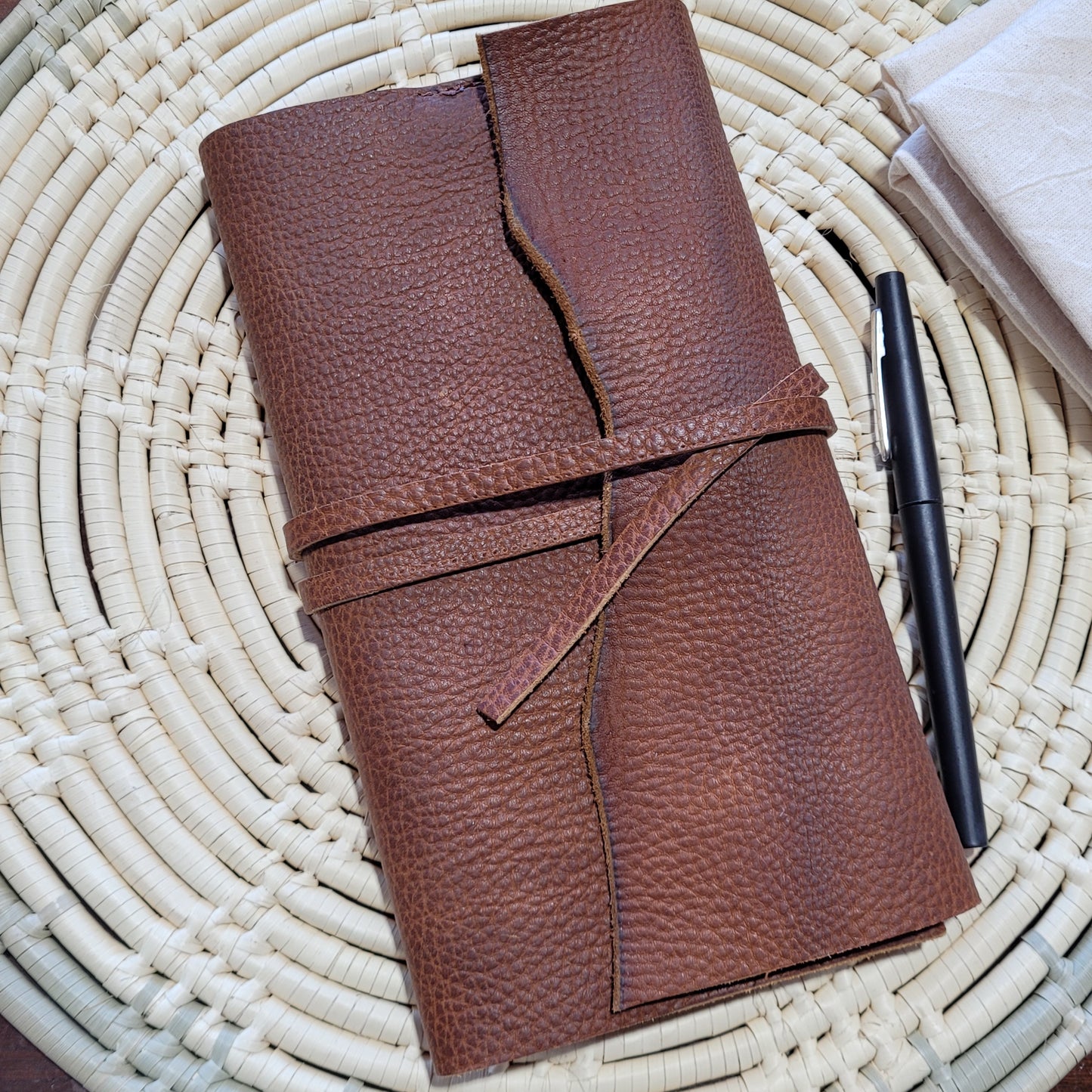 Handcrafted Leather Journal with Wrap Tie