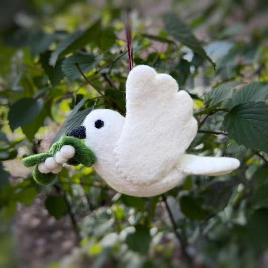 Dove with Olive Branch Felt Wool Ornament