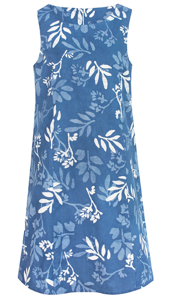 Boardwalk Dress - Stone Blue Forage Hand Batik Print