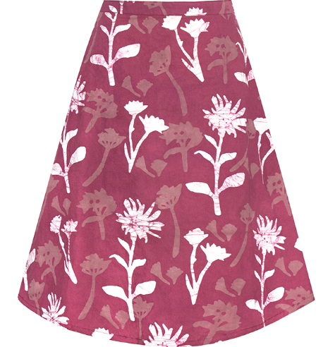 Volta Skirt - Rosewood Wildflower Hand Batik Print